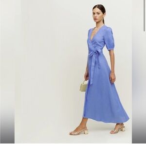 Reformation linen wrap dress - Weiss - M - Taupe